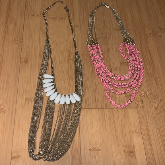 Bundle of 2 chain and beaded statement necklaces